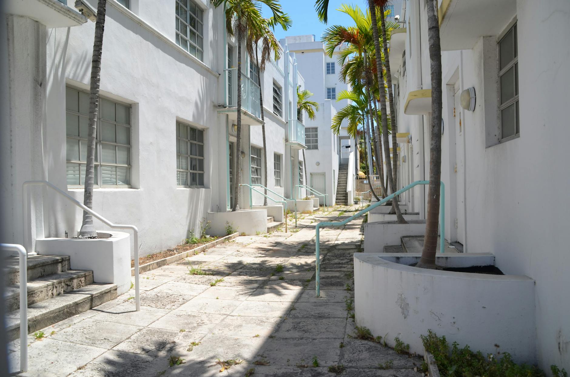 Iconic Art Deco architecture along Miami Beach near the sand