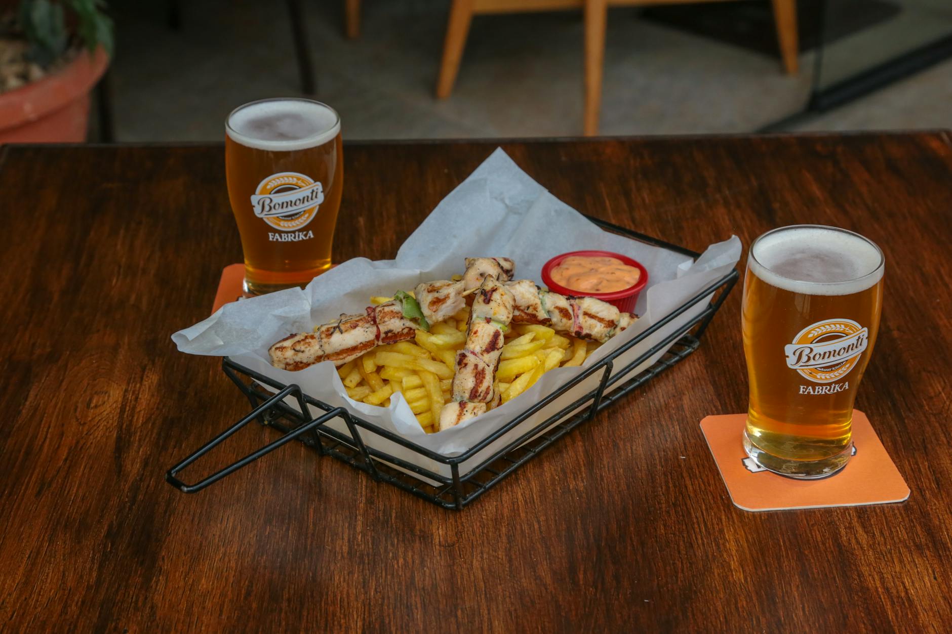 Craft beer at a food hall central bar in Miami