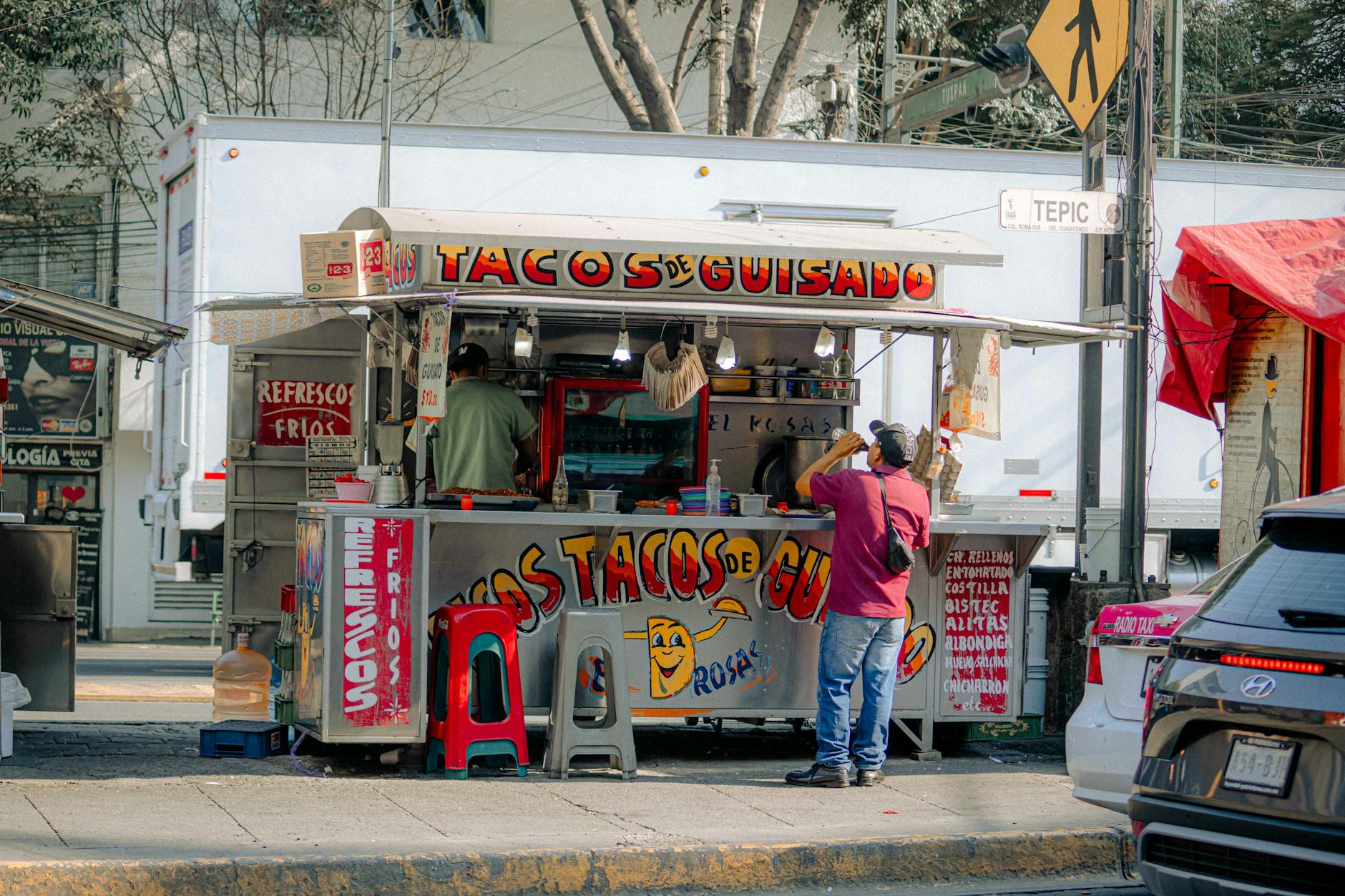 Tacos being served at a Miami food hall vendor