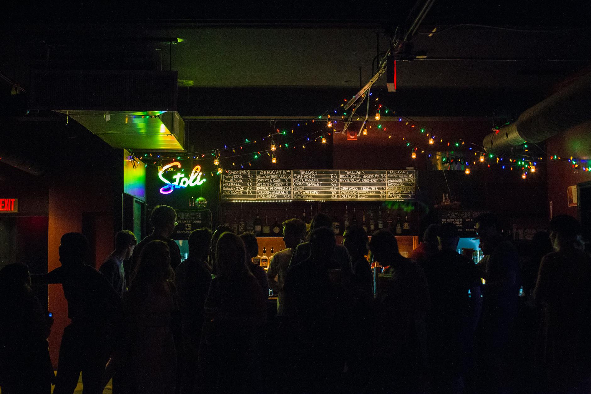 Dim bar lighting at an intimate Miami live music venue