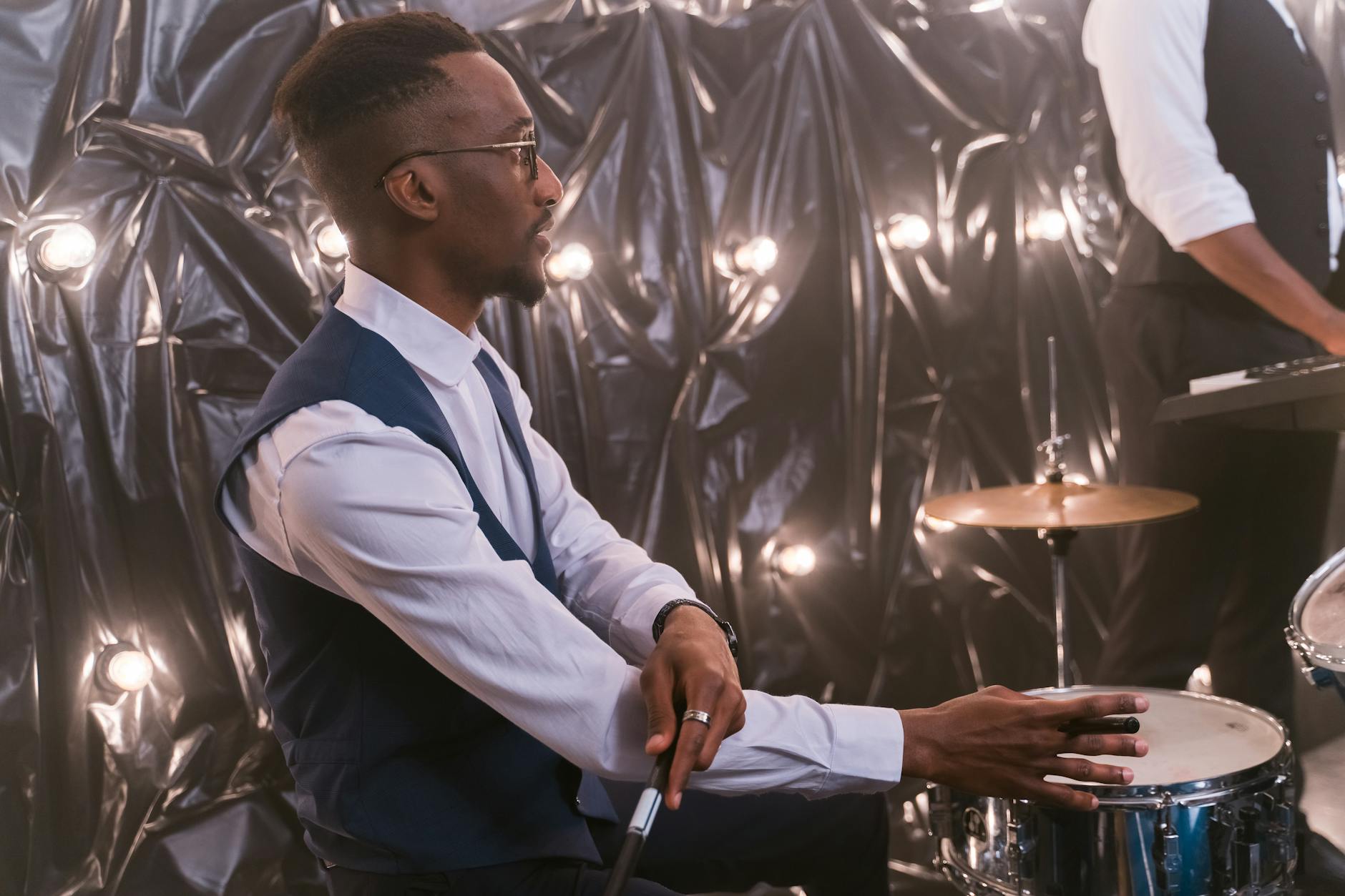 Drummer performing at a Miami music festival