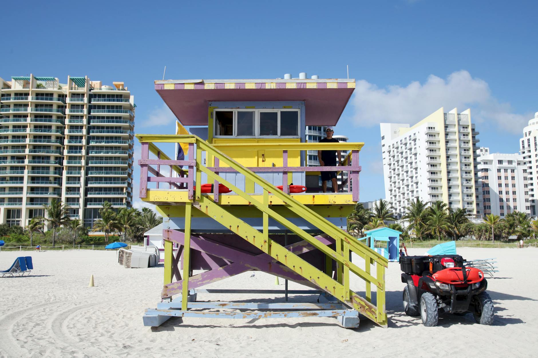 Iconic colorful South Beach Miami lifeguard tower