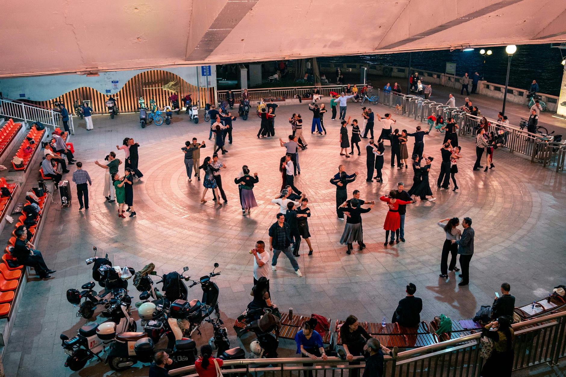 Crowded salsa dance floor at a Miami Latin club