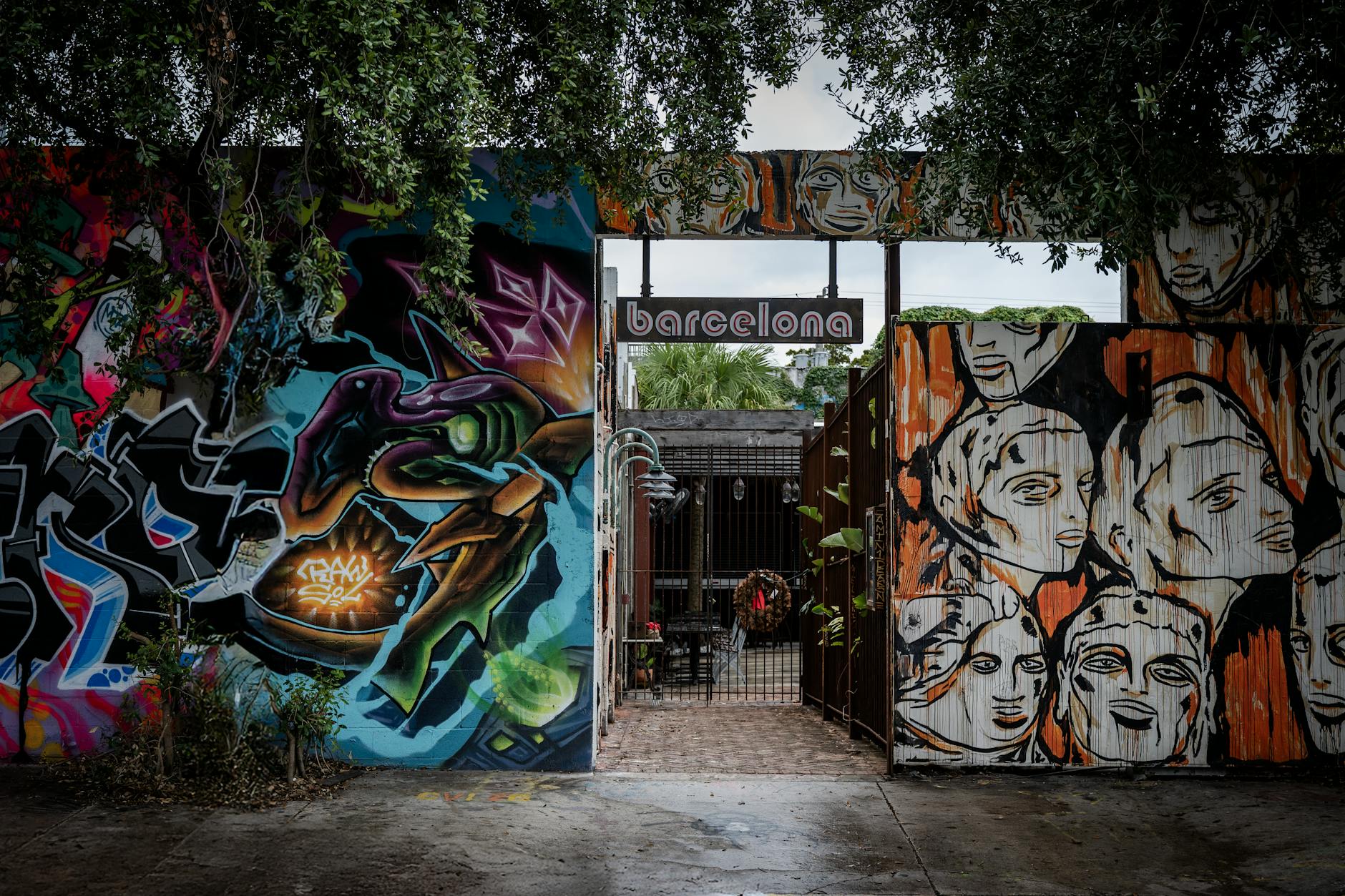 Colorful street art murals covering building walls in the Wynwood Arts District of Miami