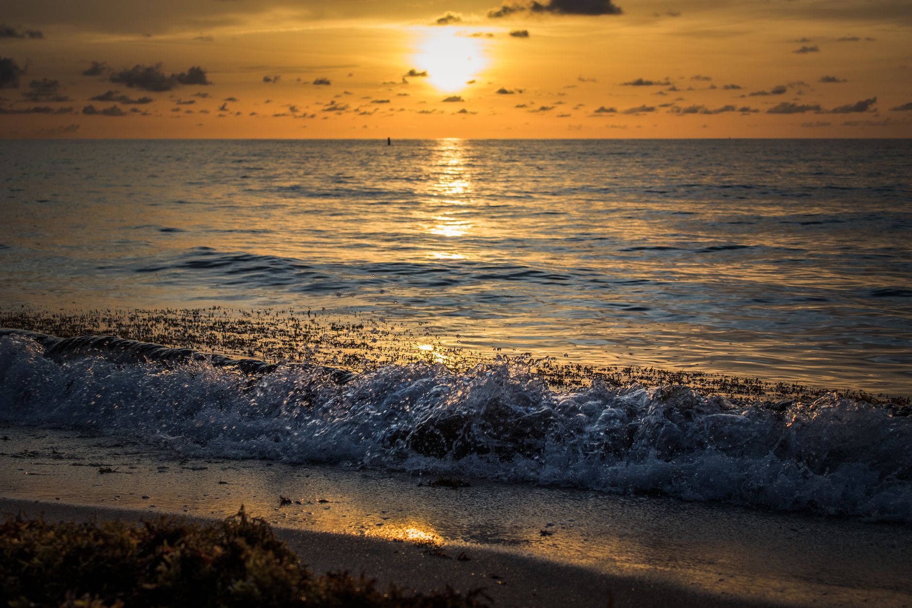 Romantic sunset over the ocean in Miami